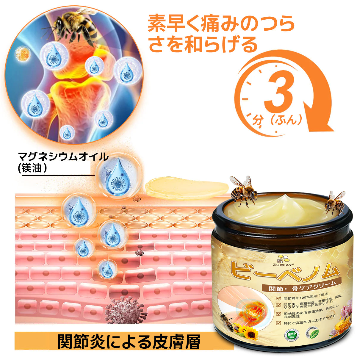 ZUWIAY® ハチ毒配合 痛み緩和・骨の治癒クリーム 🎊🎊（特に高齢者向け）